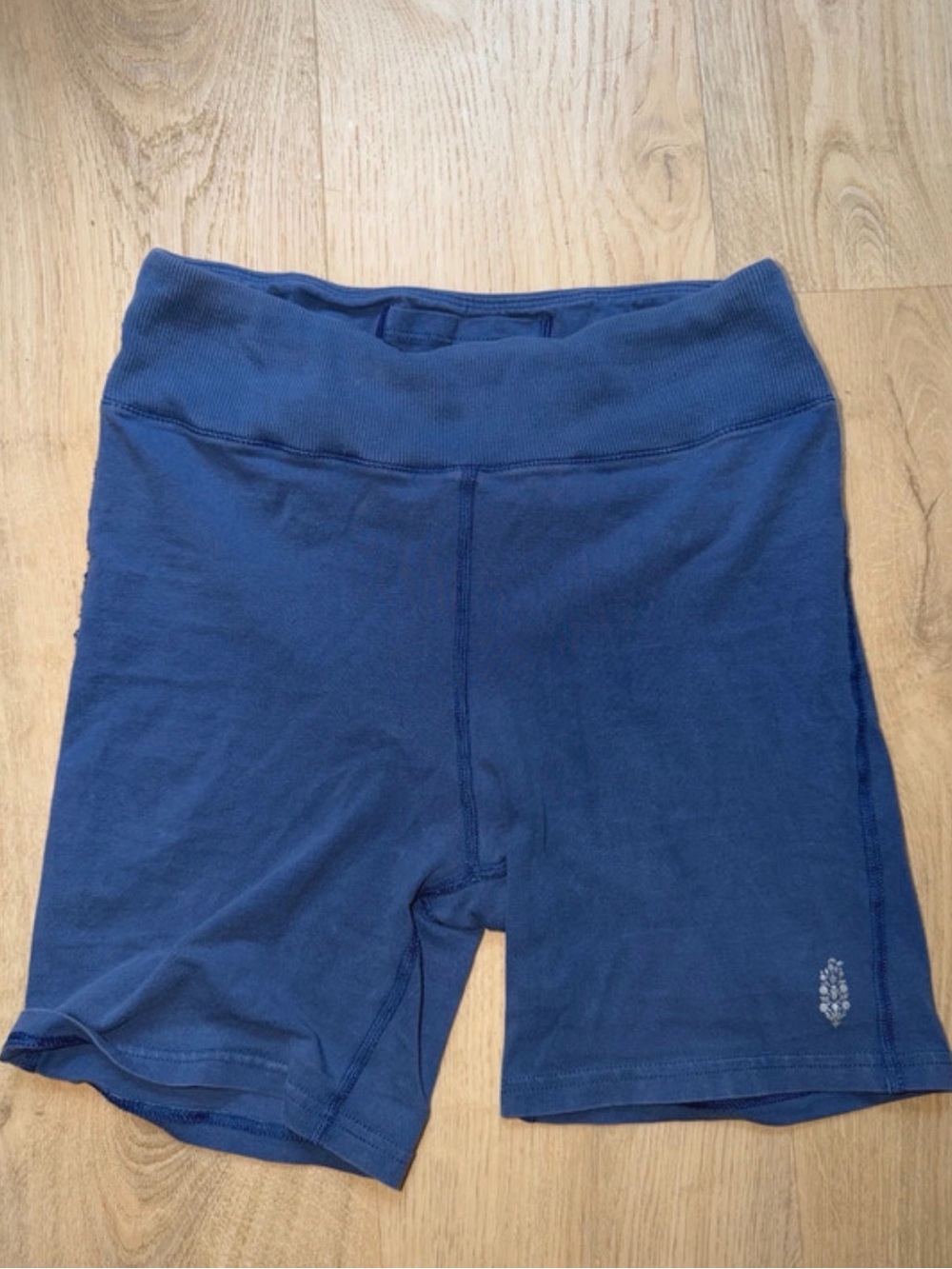 Free People Navy Ribbed Waist Athletic Bike Shorts